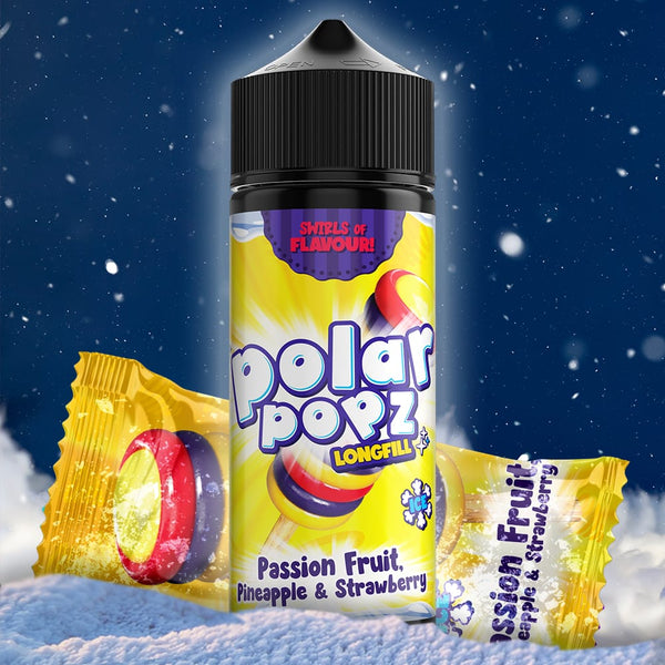 Polar Popz Flavour Shot- Passion Fruit, Pineapple & Strawberry Ice 120ml Long Fill